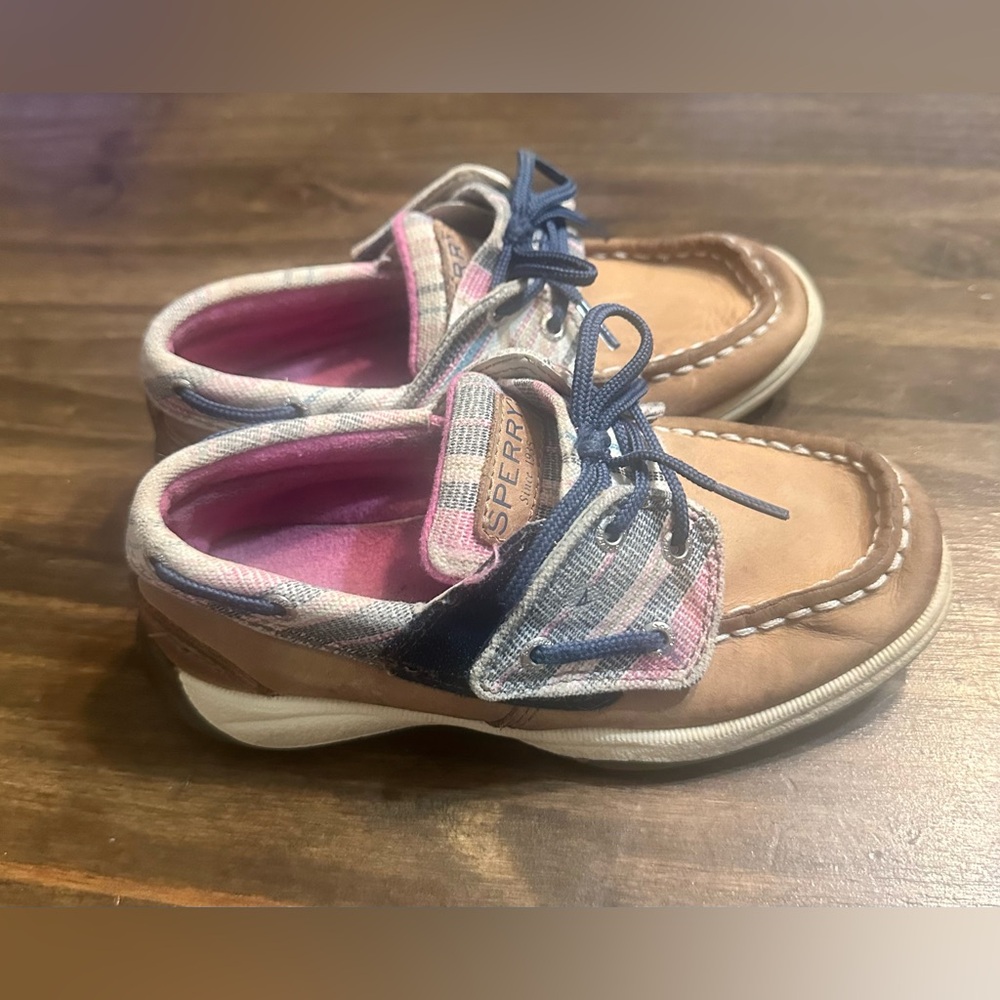 Sperry Intrepid Jr Tan Leather Boat Shoes Little Girl’s Size 11